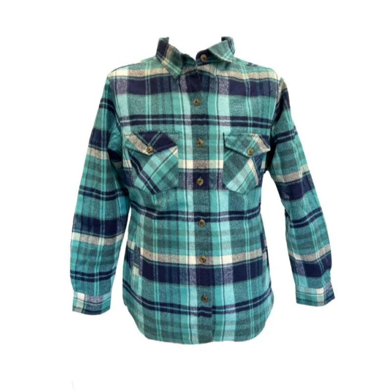 Ladies Quilted Flannel Button Shirts -- Basic T-Shirt Crew Neck Short Sleeve