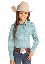 Girls Geo Print Shirt by Panhandle-- Elegant Classic Vintage