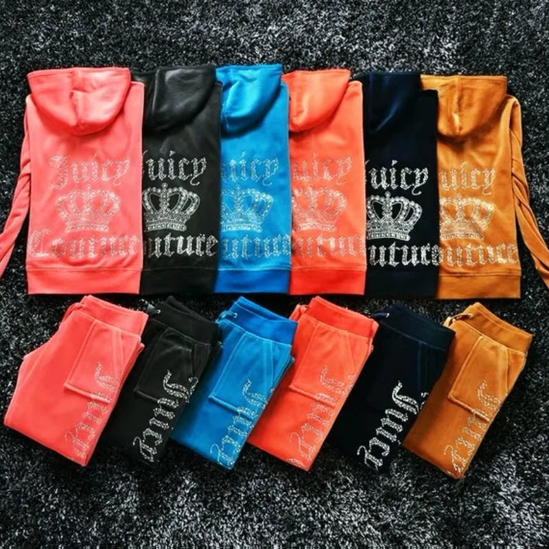 Juicy Sweatshirt and Pants with Diamonds Soft Stretch Leggings