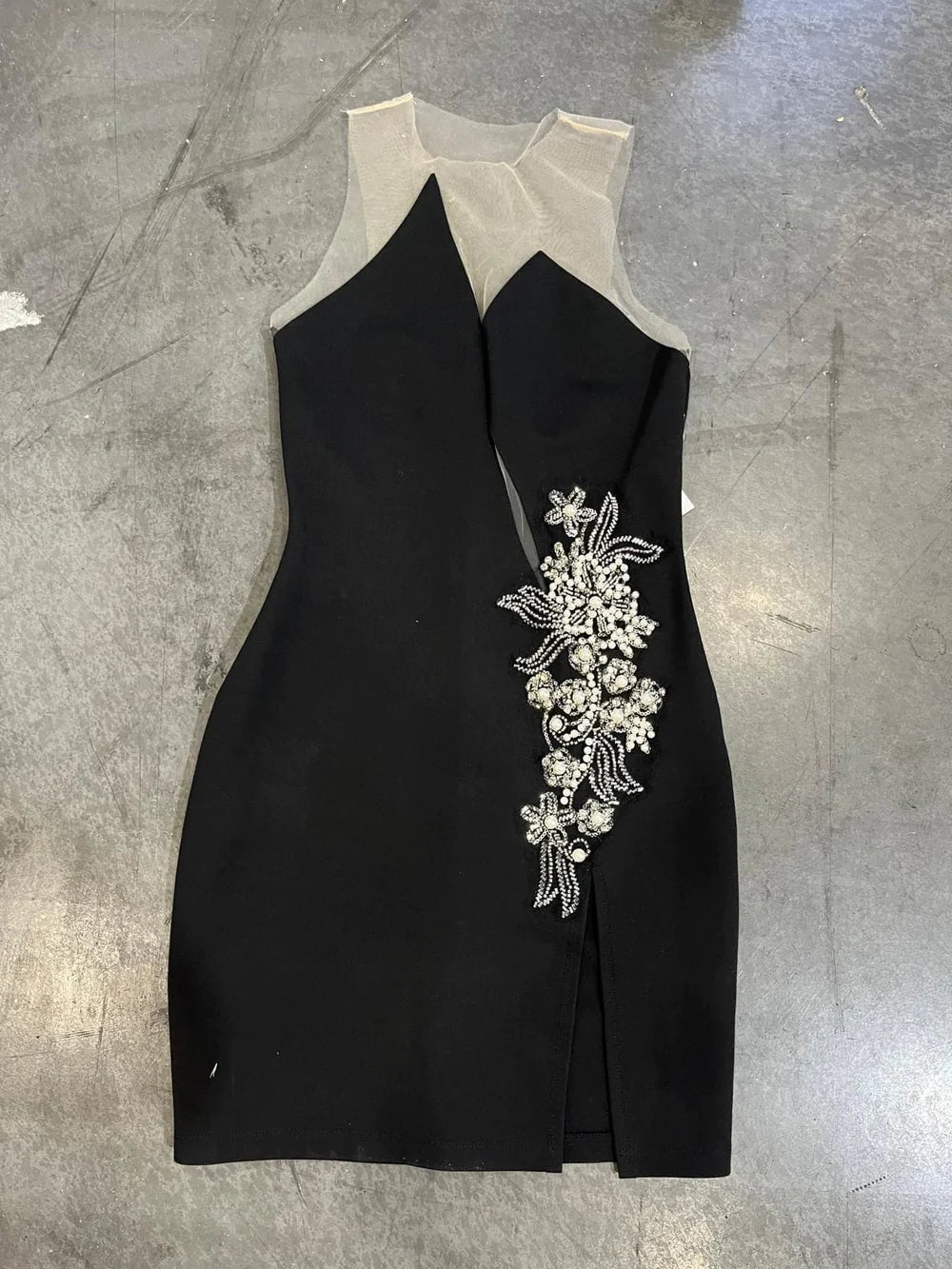 BLACK MINI PARTY DRESS WITH PEARLS AND CRYSTALS Tunics Corduroy durable