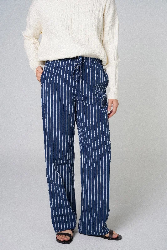 Brunch Pants in Navy Stripe Stylish Slim Trousers