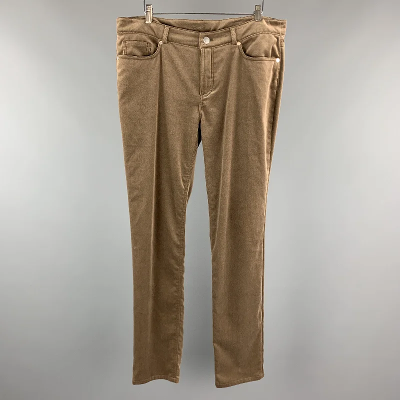 LORO PIANA Size 12 Taupe Cotton / Elastane  Dress Pants Classic Stretch Pants