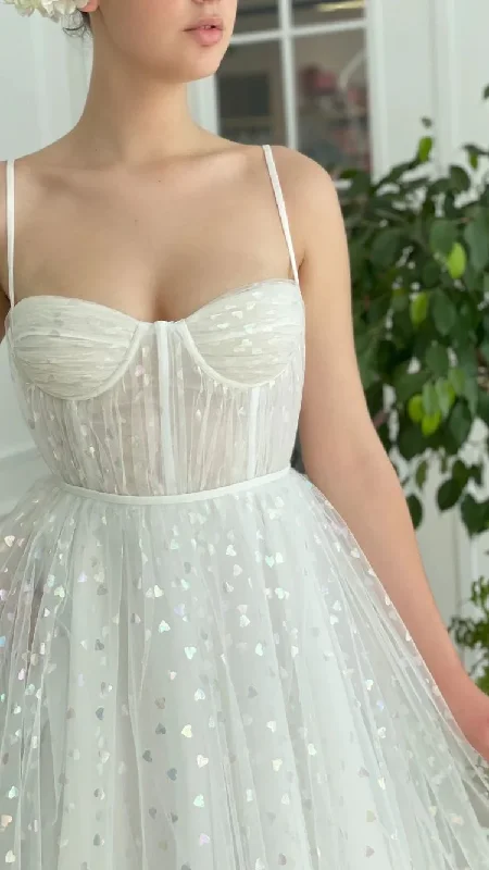 Spaghetti Straps Tea Length Prom Dress , Lovely Party Dress c3024 Tunics Prom sequined