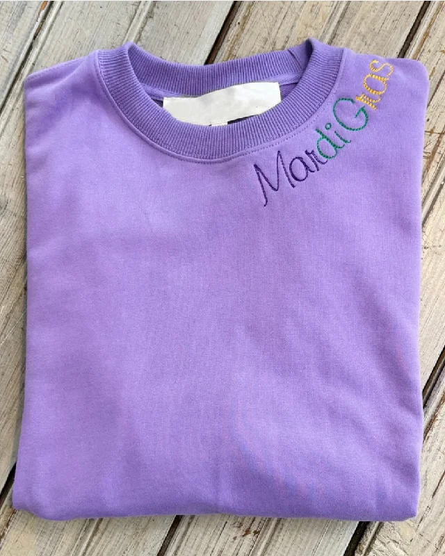Mardi Gras Embroidered Sweatshirt- Purple Hoodie Sweatshirt Pullover