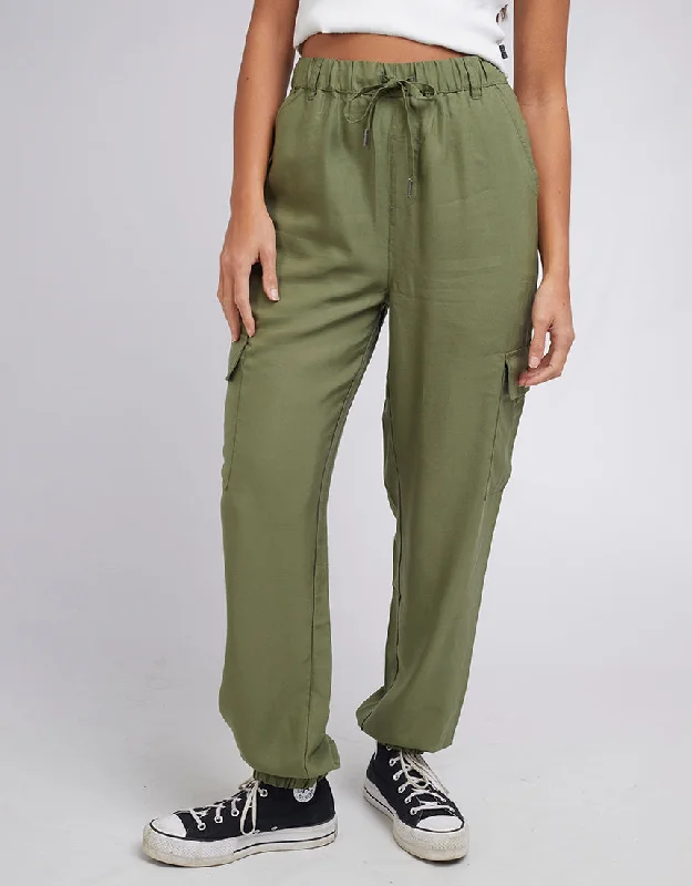 Charli Cargo Pant Khaki High-Waist Jogger Pants