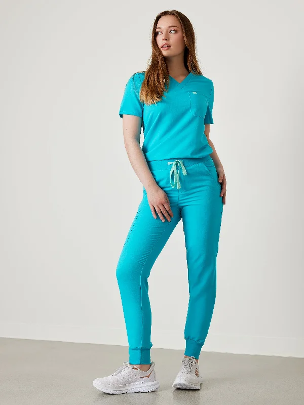 DEMI RE-GARDE™ - TURQUOISE - Jogger Scrub Pants - FINAL SALE Chic Black Leggings