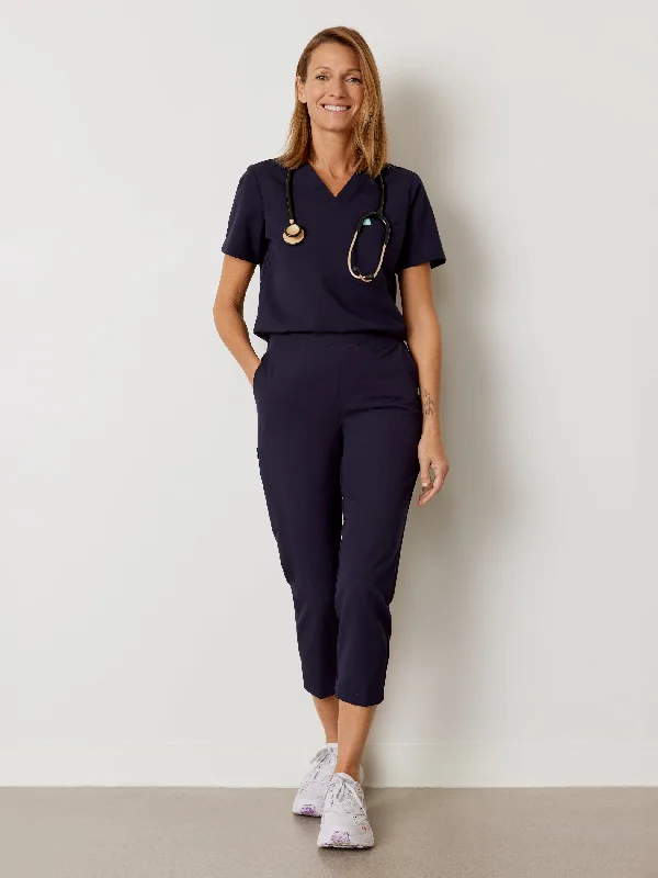 EVA RE-GARDE™ - NAVY - 7/8 Scrub Pants - SILVADUR™ Casual Skinny Fit Pants