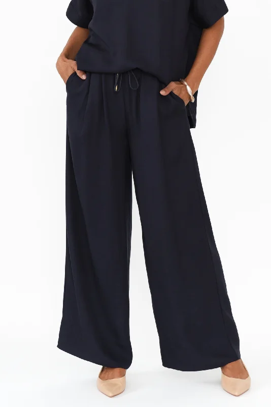 Fusion Navy Drawstring Pants Comfortable Fleece Pants