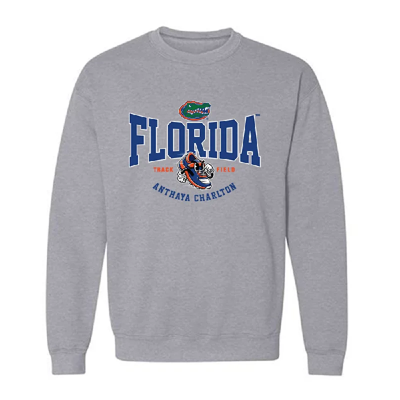 Florida - NCAA Women's Track & Field : Anthaya Charlton - Fashion Shersey Crewneck Sweatshirt Hoodie with Half-Zip Sporty Casual