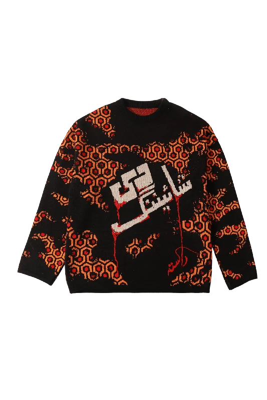"THE SHINING" JACQUARD KNIT SWEATER Lace Blend Ribbed Blend Corduroy Blend