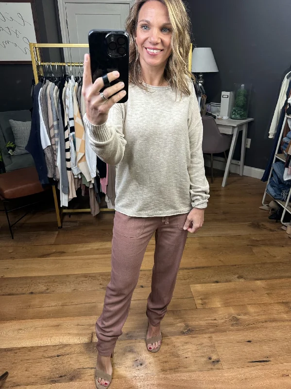 Simple Ways Lightweight Sweater - Light Beige Embroidered Appliqued Beaded