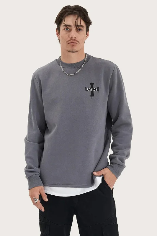 Lostland Heavy Layered Dual Curved Sweater Pigment Charcoal Soft Cozy Warm