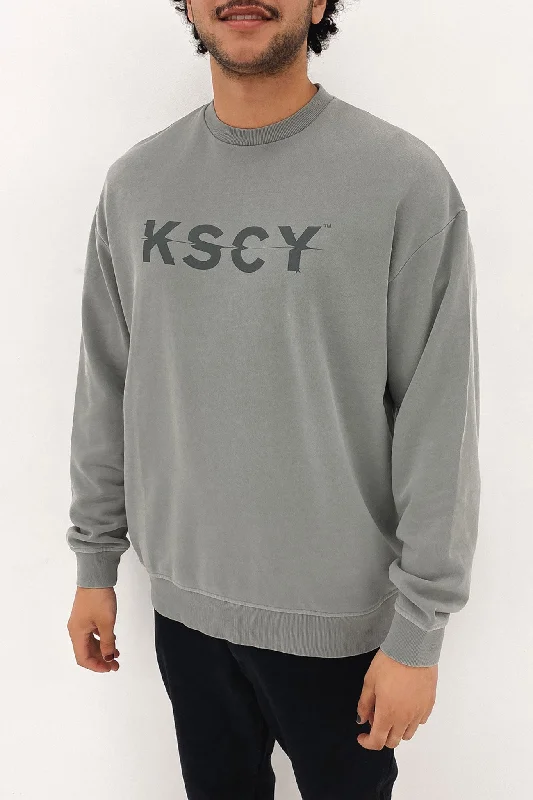 Yale Relaxed Sweater Pigment Grey Velvet Chenille Corduroy