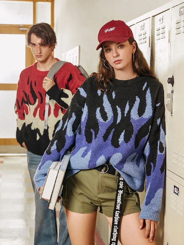 Indie Flame Knitted Sweater Anti-Pilling Anti-Shrink Durable